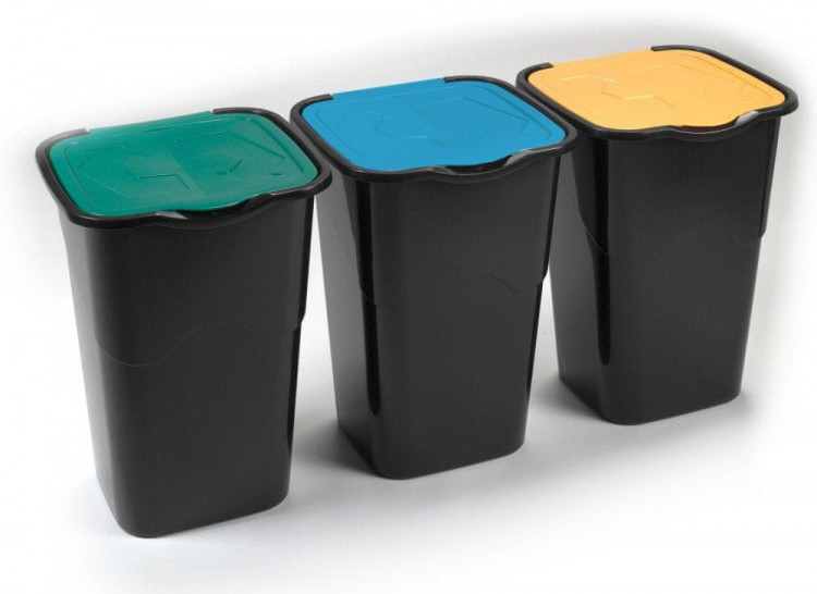 Koš odpadkový SADA 3x50l antracit | Úklidové a ochranné pomůcky - Vědra, kýble a odpadkové koše